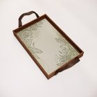 Bandeja Decorativa Pequena Flor E Ramo - 32x22cm Marrom