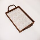 Bandeja Decorativa Pequena Flor Rose - 32x22cm Marrom