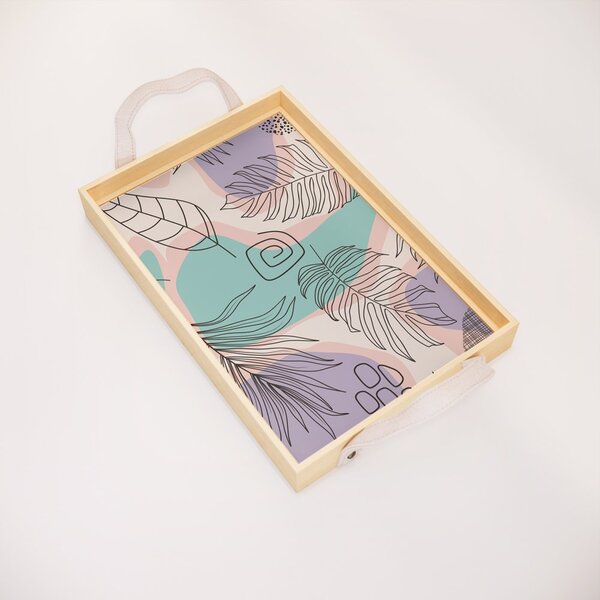 Bandeja Decorativa Pequena Folhas Diversas - 32x22cm Clara