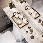 Bandeja Decorativa Pequena Folhas Verde - 32x22cm Marrom