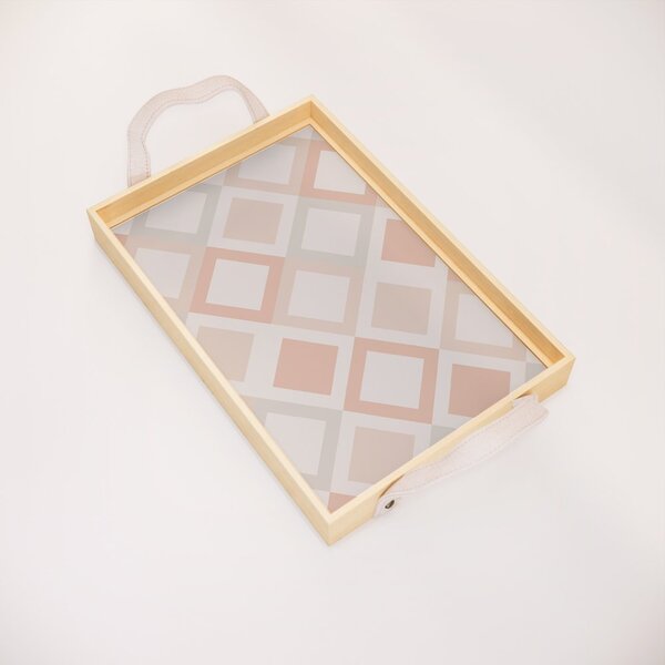 Bandeja Decorativa Pequena Geométrica - 32x22cm Clara