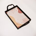 Bandeja Decorativa Pequena Montanhas E Folhas - 32x22cm Preta