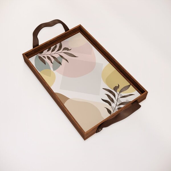 Bandeja Decorativa Pequena Padrão Abstrato - 32x22cm Marrom