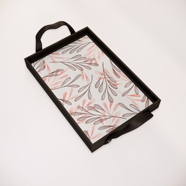 Bandeja Decorativa Pequena Ramos - 32x22cm Preta