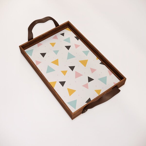 Bandeja Decorativa Pequena Triângulos Coloridos - 32x22cm Mar