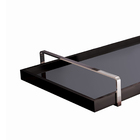 Bandeja Decorativa Preta Espelhada - Alça Cromada