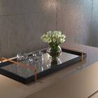 Bandeja Decorativa Preto Com Alça Cobre