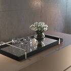 Bandeja Decorativa Preto Com Alça Prata