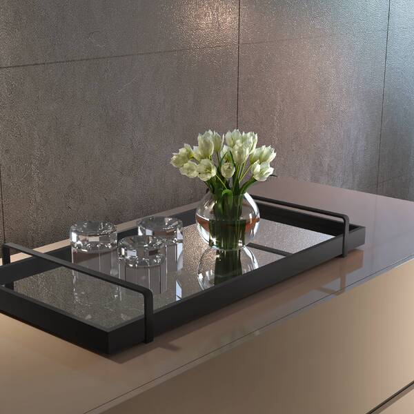 Bandeja Decorativa Preto Com Alça Preta