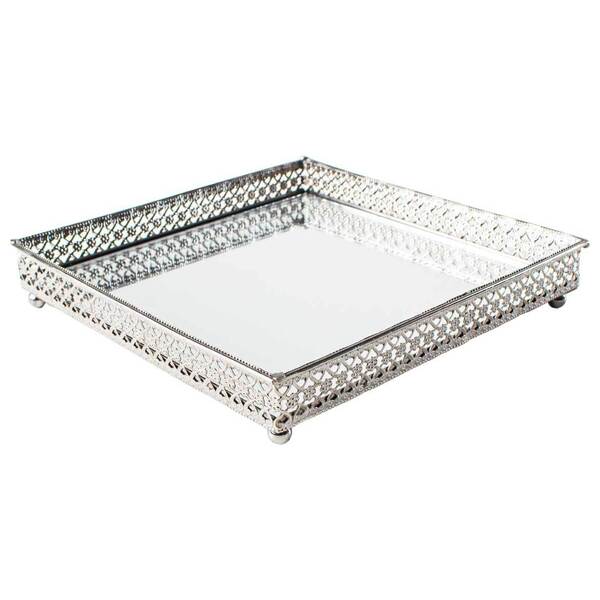 Bandeja Decorativa Quadrada 17m Metal Espelho Kv0078 St2161