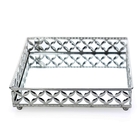 Bandeja Decorativa Quadrada M Em Metal Prata Com Espelho 5x21