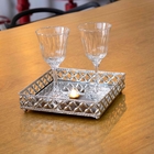 Bandeja Decorativa Quadrada M Em Metal Prata Com Espelho 5x21