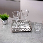 Bandeja Decorativa Quadrada M Em Metal Prata Com Espelho 5x21
