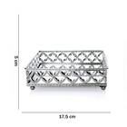 Bandeja Decorativa Quadrada P Em Metal Prata Com Espelho 5x17