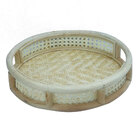 Bandeja Decorativa Redonda De Rattan Natural 40cm Rmh0011 Btc