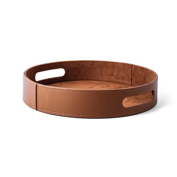 Bandeja Decorativa Redonda Em Mdf Com Revestimento Em Pu Terr