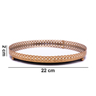 Bandeja Decorativa Redonda Em Metal Entrelaçada Rosê Com Espe