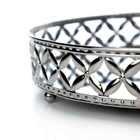 Bandeja Decorativa Redonda P Em Metal Prata Com Espelho 5x18