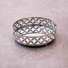 Bandeja Decorativa Redonda P Em Metal Prata Com Espelho 5x18