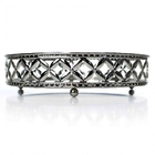 Bandeja Decorativa Redonda P Em Metal Prata Com Espelho 5x18