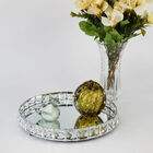 Bandeja Decorativa Redonda - Prateada E Pedras Brilhantes