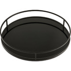 Bandeja Decorativa Redonda Preta Com Vidro Preto 30cm 13622 M