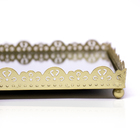 Bandeja Decorativa Retangular Em Metal Dourado Com Espelho  2