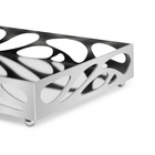 Bandeja Decorativa Retangular Em Metal Prata Com Espelho 24cm