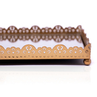 Bandeja Decorativa Retangular Em Metal Rosê Com Espelho  2x25