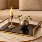 Bandeja Decorativa Vidro E Aço Frame 40cm Suporte P/ Objetos