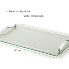 Bandeja Decorativa Vidro E Aço Inox 25x40cm Forma Collection