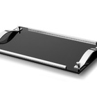 Bandeja Decorativa Vidro Preto E Inox 30x45cm F. Collection