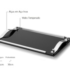 Bandeja Decorativa Vidro Preto E Inox 30x45cm F. Collection
