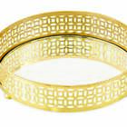 Bandeja Dourada Em Metal Com Espelho 09614 Mart