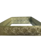 Bandeja Dourada Em Metal Com Espelho 30x23