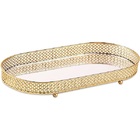 Bandeja Dourada Em Metal Grande Com Espelho Mart 12245