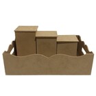 Bandeja E 03 Potes Mdf Cru Quarto De Bebê Pronto P/ Pintar