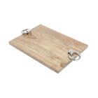 Bandeja Em Madeira Com Alça Em Inox Woodart 40x30x7cm