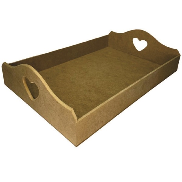 Bandeja Em Mdf Retangular Com Coração Cru G - Decorss
