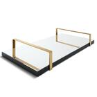 Bandeja Espelhada 25x50cm Borda Infinita Preta Com Alça Cobre