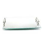 Bandeja Espelhada Alça Lateral Prata 30x20