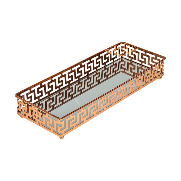 Bandeja Espelhada Cobre Retangular 11,5x30cm Decorativa St1638