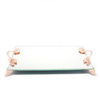 Bandeja Espelhada Com Alça Dourada Luxo Lavabo Banheiro  30x1