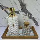 Bandeja Espelhada De Mdf + Porta Sabonete + Difusor De Vidro