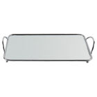 Bandeja Espelhada De Metal Para Decoração - Prateada 40x22cm