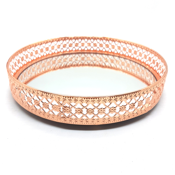 Bandeja Espelhada Decorativa Rosé Redonda Classic 20cm
