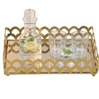 Bandeja Espelhada Dourada De Metal Quadrada Luxo Para Lavabo