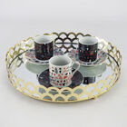 Bandeja Espelhada Dourada De Metal Redonda Luxo Para Lavabo /