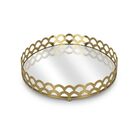 Bandeja Espelhada Dourada De Metal Redonda Luxo Para Lavabo /