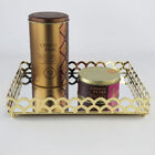 Bandeja Espelhada Dourada De Metal Retangular Luxo Para Lavab